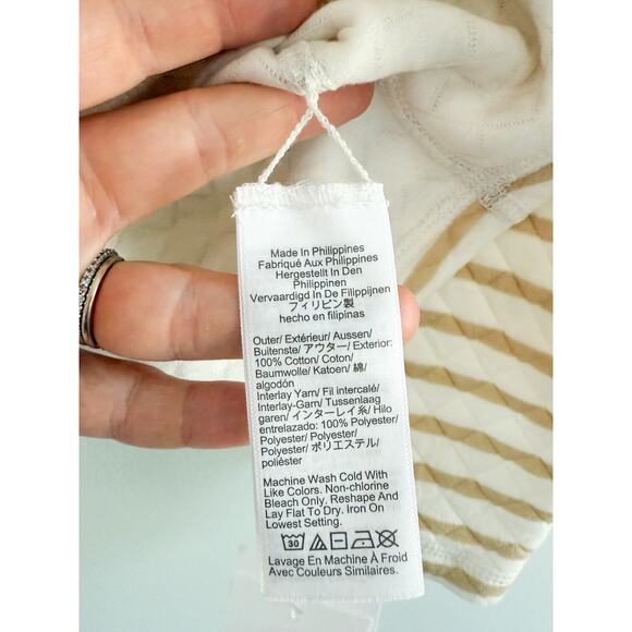 J Crew Factory | NWT | Reversible quilted pullover in Tan White | Sz XS - Picture 6 of 9